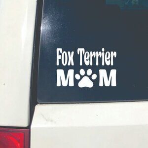 White Fox Terrier Dog Mom Vinyl Window Decal